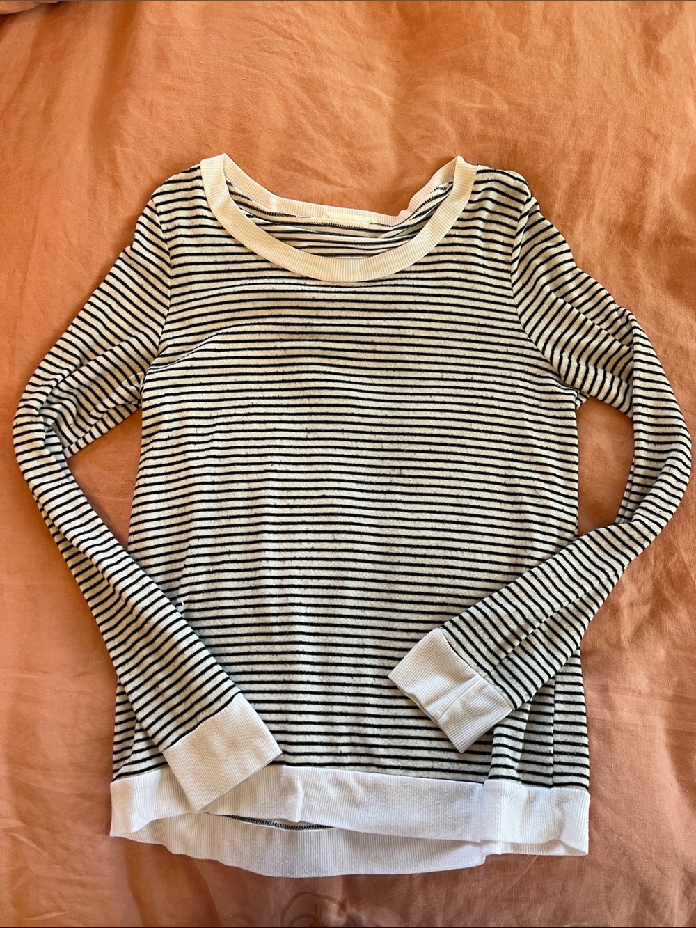 Honey Punch Black and White Striped Long Sleeve Top